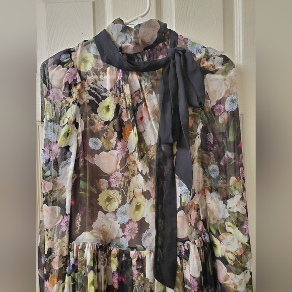 Adam Lippes "Printed Chiffon Tie-Neck Mini Dress" - Picture 11 of 11